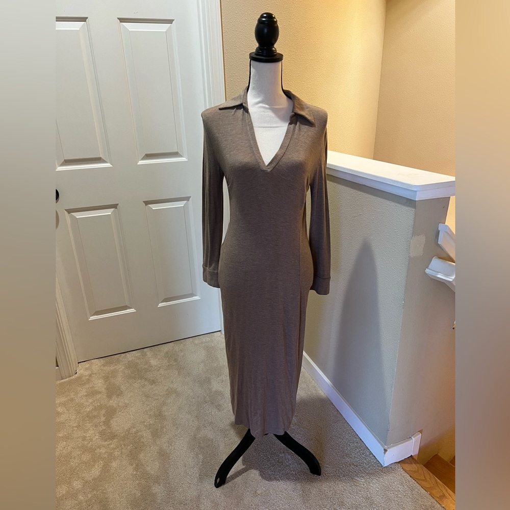 Diane Von Furstenberg Taupe Long Sleeve Dress